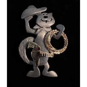 Vintage Cat Cowboy Sheriff Ultra Craft Pewter ‎ Brooch Pin